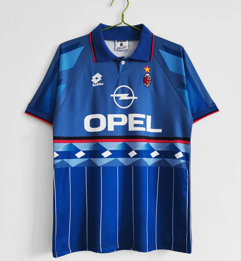 1995-96 AC Milan Retro Blue Away Kit Soccer Jersey